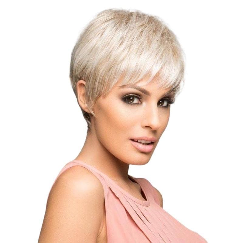 Women Wigs With Bangs Ladies Straight Short Ombre Bob Synthetic Blonde White Hair Heat Resistant Wig Party Cosplay Daily Use Wig light blond