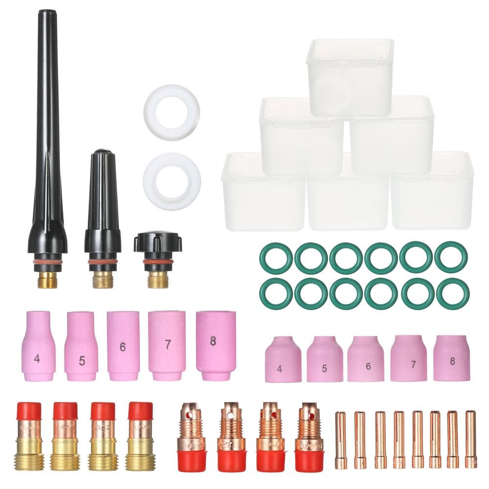 49PCS TIG Welding Torch Stubby Gas Lens #10 Glass Cup Kit for WP-17/18/26 multicolour