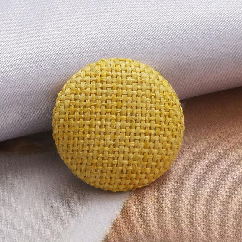 10Pcs Dress Shirt Round Clothing Diy Metal Buttons Cloth Buttons Fabric Covered Linen Shank Buttons 15MM yellow