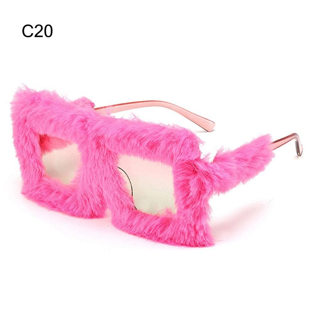 Oversized Sunglasses Soft Fluffy Winter Shades Women Square Frame Sun Glasses Party Christmas Halloween Cosplay