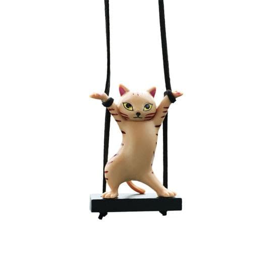 Resin Cat Car Ornament Auto Mirror Hanging Ornament Cute Swing Cat Figurine Pendant Car Interior Decor