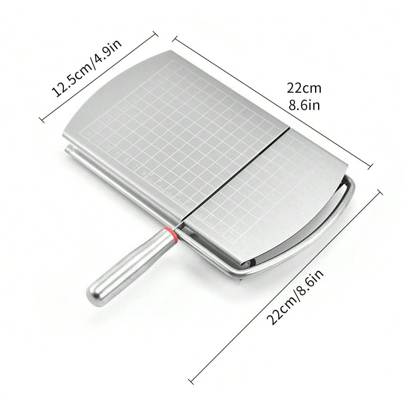 Stainless Steel Cheese Slicer Cutter Multipurpose Food Cutter with Blade Cheese Cutter Board Accurate Size Scale silver