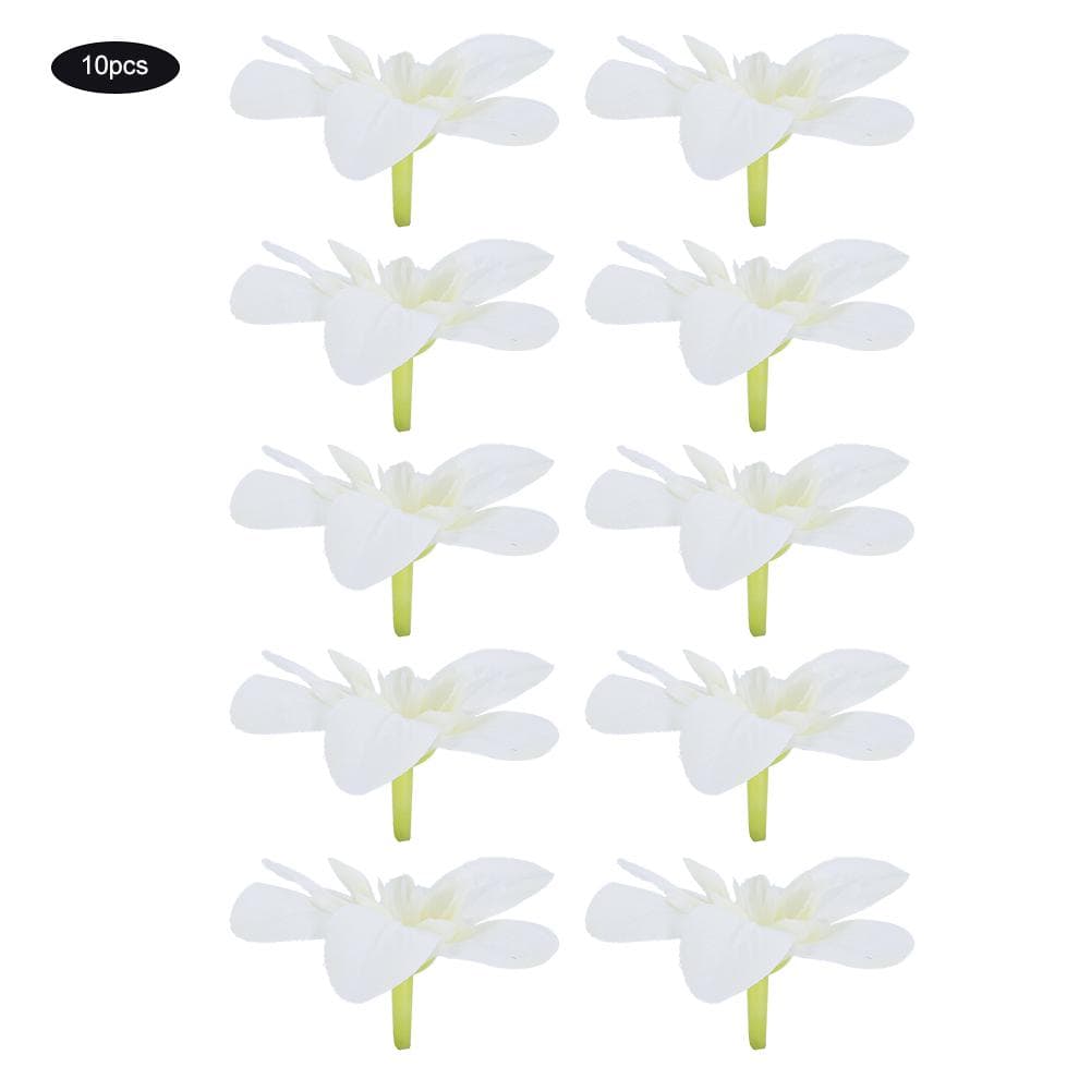 10Pcs Artificial Orchid Fake Flowers Simulate Floral for Wedding Bridal Wreath Decor Milk White