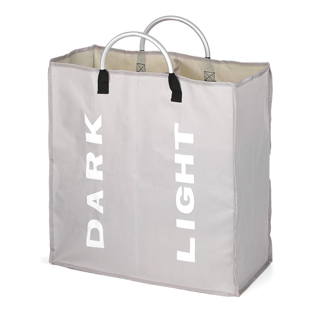 Collapsable 2-section Laundry Bag Foldable Laundry Hamper Durable Oxford light gray
