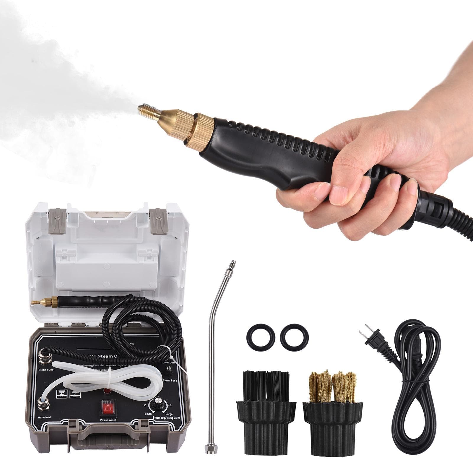 Portable Steam Cleaner High Temperature Pressurized Steam Cleaning Machine Tankless and Heavy US Plug-1500W white