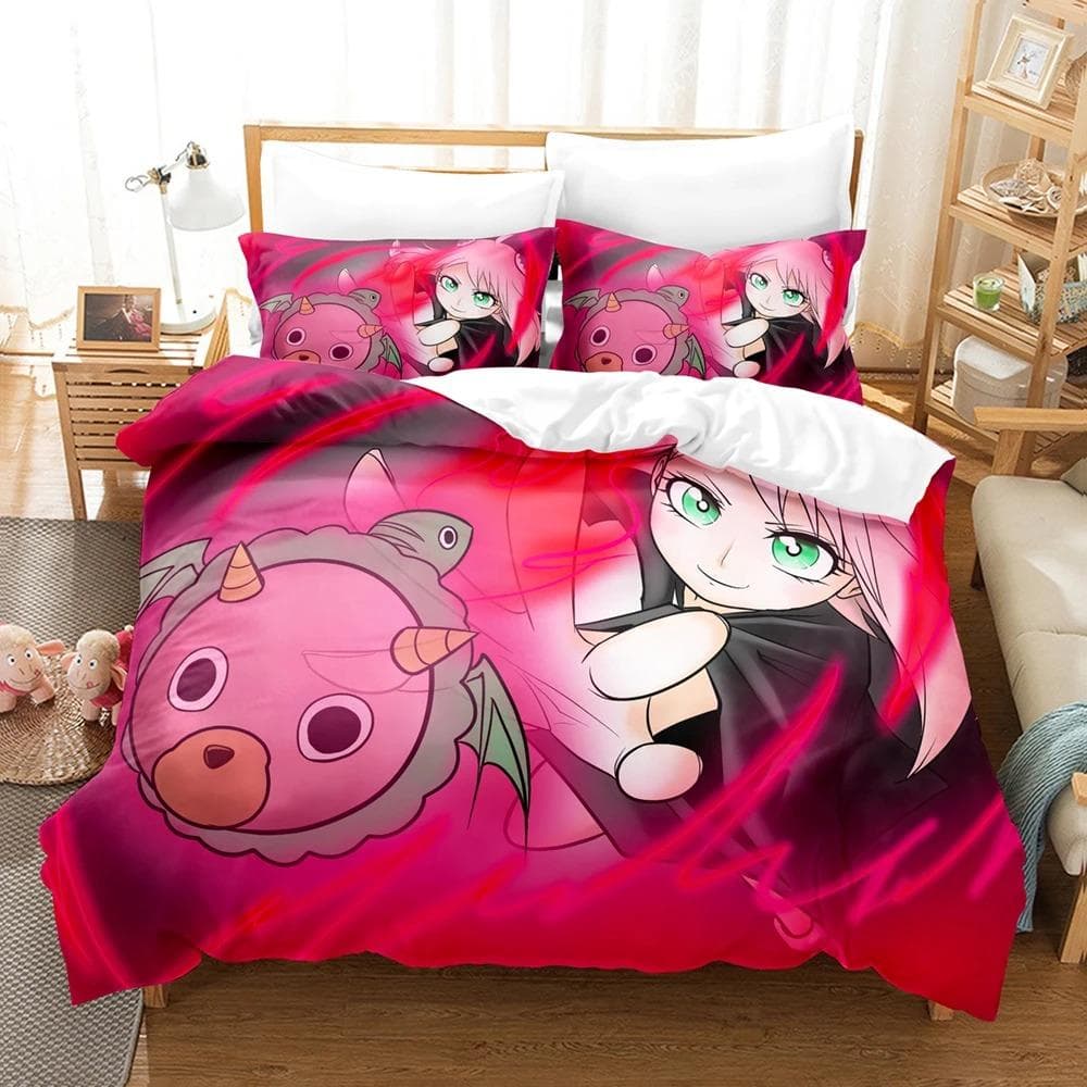 SPY×FAMILY Bedding Set Anime Anya Forger Quilt Cover Single Double Size With Pillowcase Boys Girls Bedspread 70x133cm 2pcs