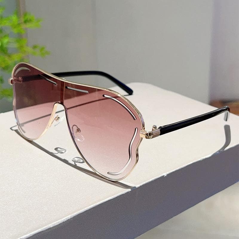 Vintage Oversized Pilot Sunglasses Women Luxury Designer Big Frame Gradient UV400 Protection Stylish Goggle Shades