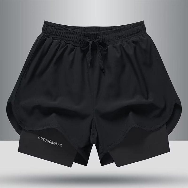 American Fitness Men's Lined Running Shorts - 3-Point Basketball & Training Double-Layered Shorts M