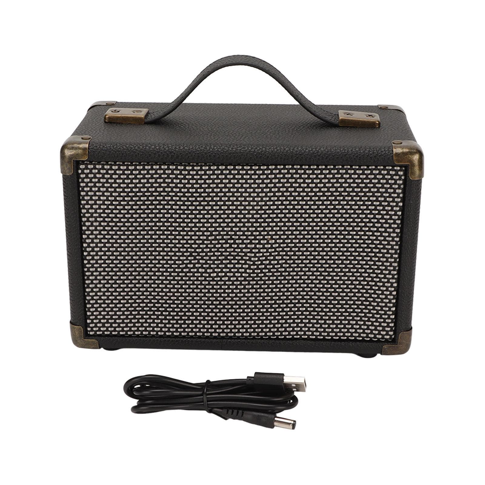 Vintage Bluetooth Speaker Multifunction M3 Leather Heavy Bass Knob Control Portable Wireless black