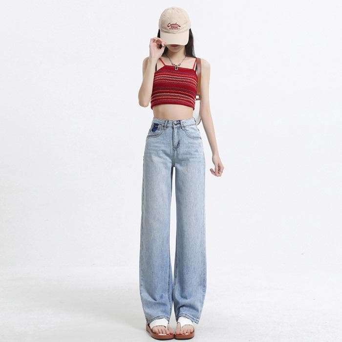 Ripped Jeans for Women In Spring Narrow Version Wide-leg Jeans for Women In Spring High Waist Loose Straight Pants for Women In Spring Slim 2XL