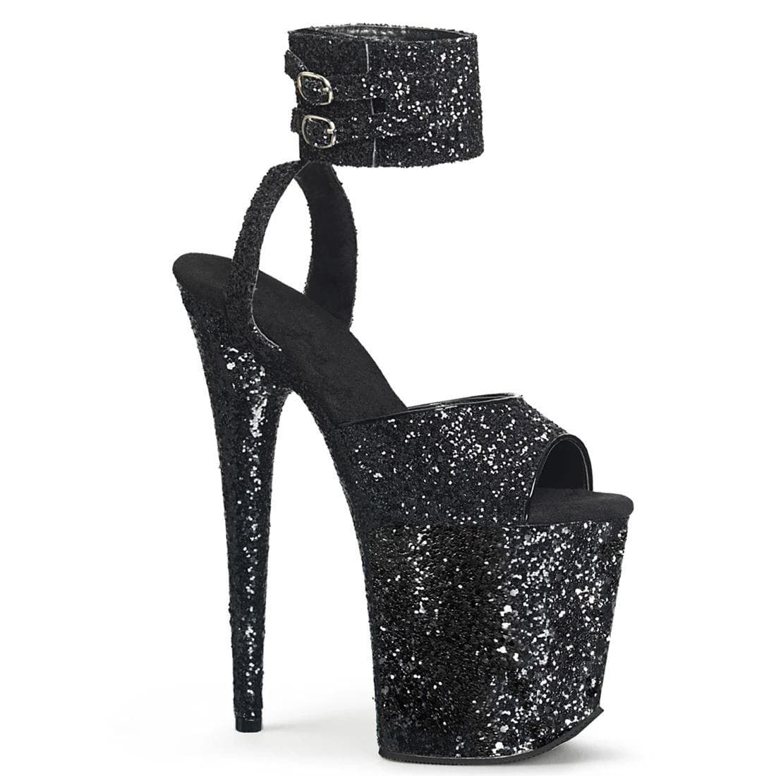 20Cm High Flash Decorative Piece Waterproof Table High Heel Sandals Ankle Belt Buckle Pole Dance Sandals YKC 42 black