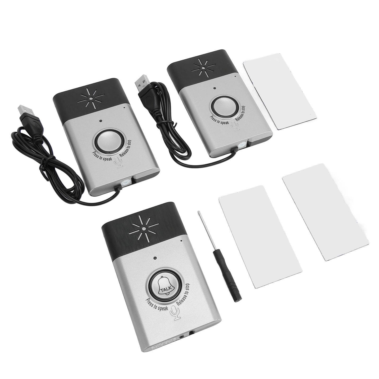 Smart Wireless Doorbell Two Way Calls 2 Outdoor Receivers 1 Indoor Transmitter Stable Home Wireless silver