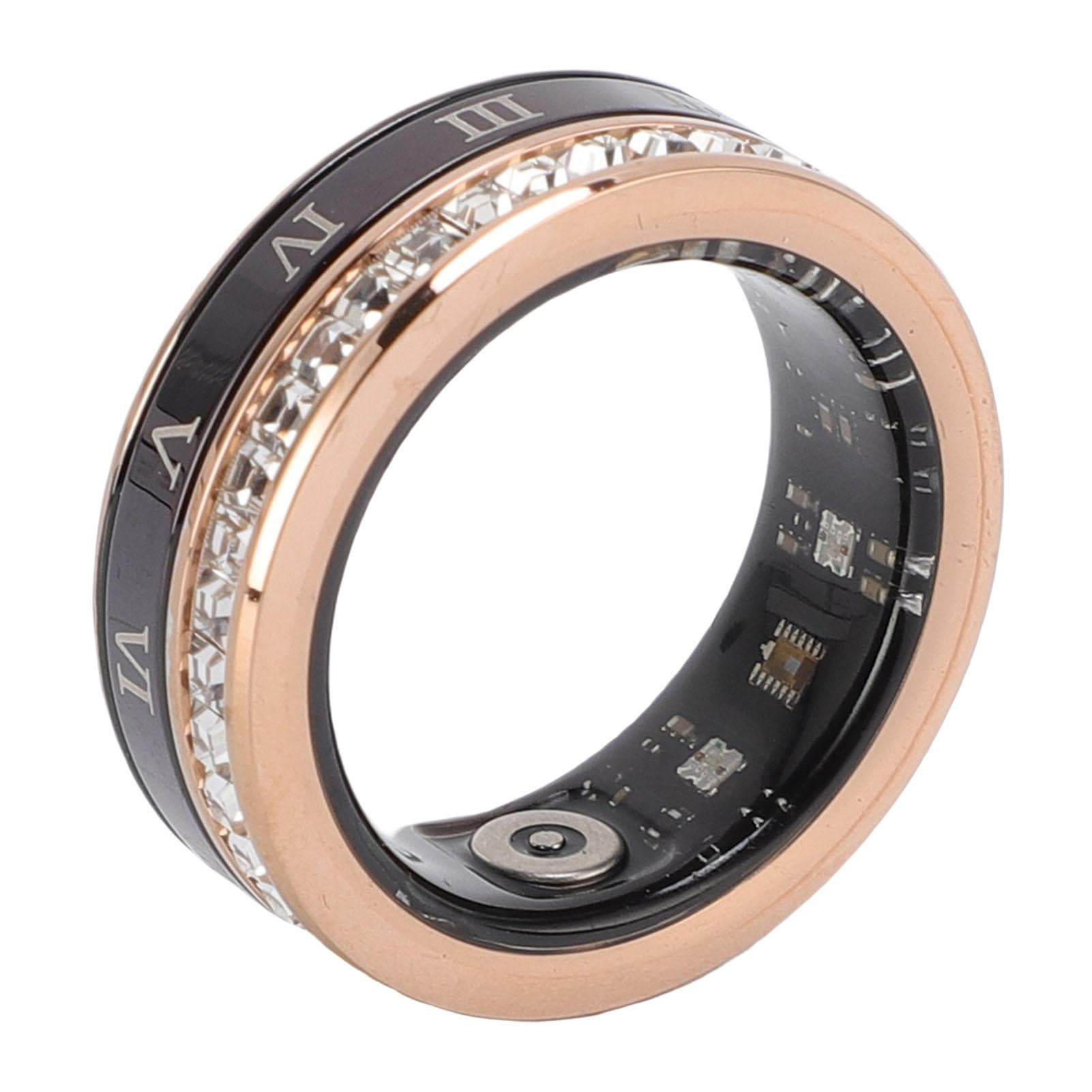 Rhinestone Decorated Smart Ring Bluetooth Watertight Step Counter Long Battery Life Smart Fitness 18.1mm/0.71in