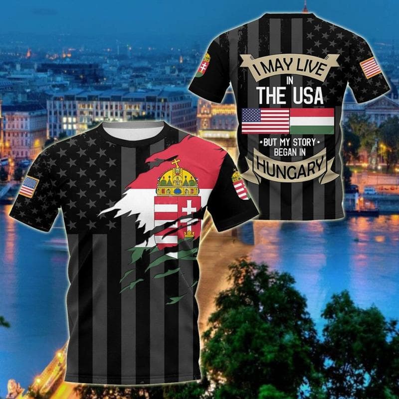 Hungary Flag Print Men's T-shirt High Quality Short Sleeve Fashion Round Neck Tops Street Harajuku Tees Oversized Retro Clothing M