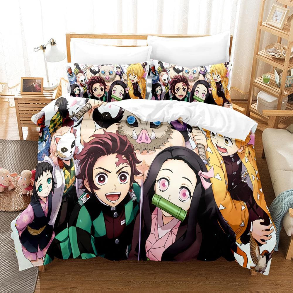 Kamado Nezuko Bedding Sets Anime Demon Slayer Bedspread for Teens Girls Cartoon Twin Single Queen King Full Duvet Cover Set cot size 70x133cm