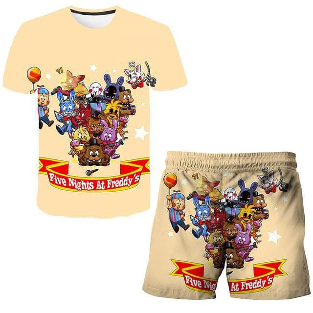 Boys Girls Five Night At Freddy Cartoon Clothes Sets Summer Terroist Game T Shirts Short Pants 2 Piece Suits FNAF Casual Outfits 150