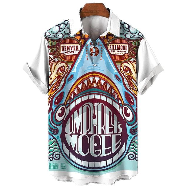 New Men's Shirts 3D Animal Print Clothes Fashion Button Short Sleeve Lapel Streetwear Shirt for Men Hawaiian Shark Blouse Tshirt XXL