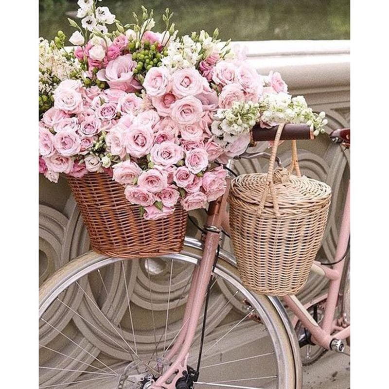 5D DIY Diamond Painting Landscape Diamond Embroidery Bicycle&Flower Full Drill Mosaic Cross Stitch 20X30CM