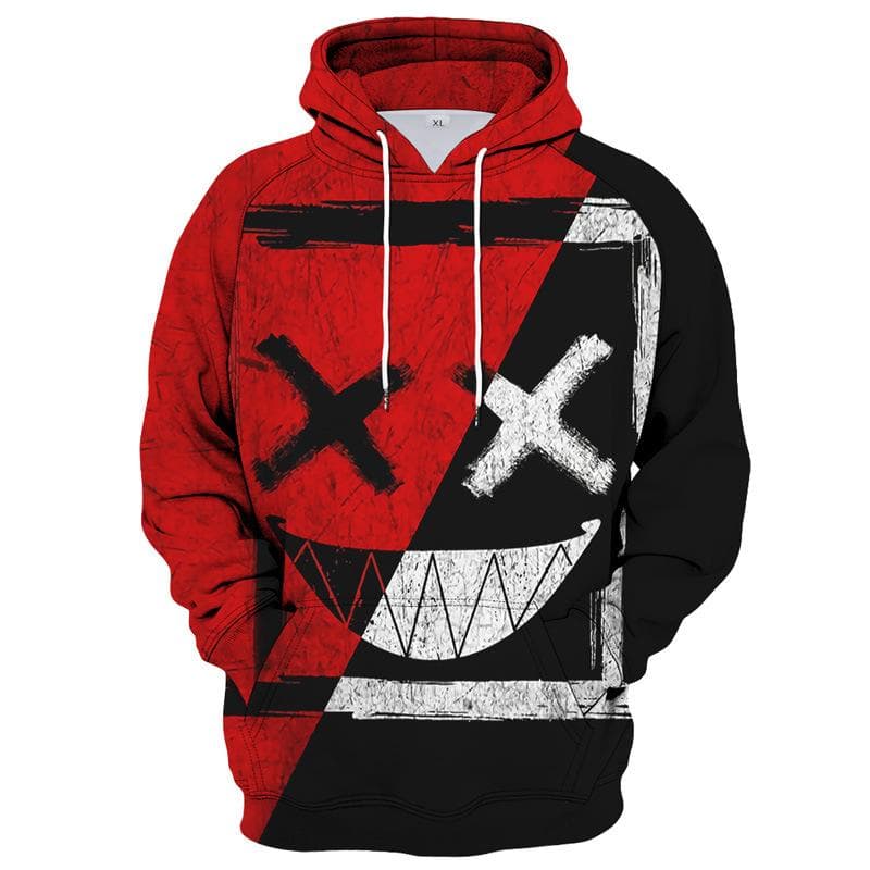 2023 Color Block Funny Smiling 3D Print Boys Casual Pullover Hooded Long Sleeve Sweatshirt For Spring Fall Kids Tops Outdoor 120