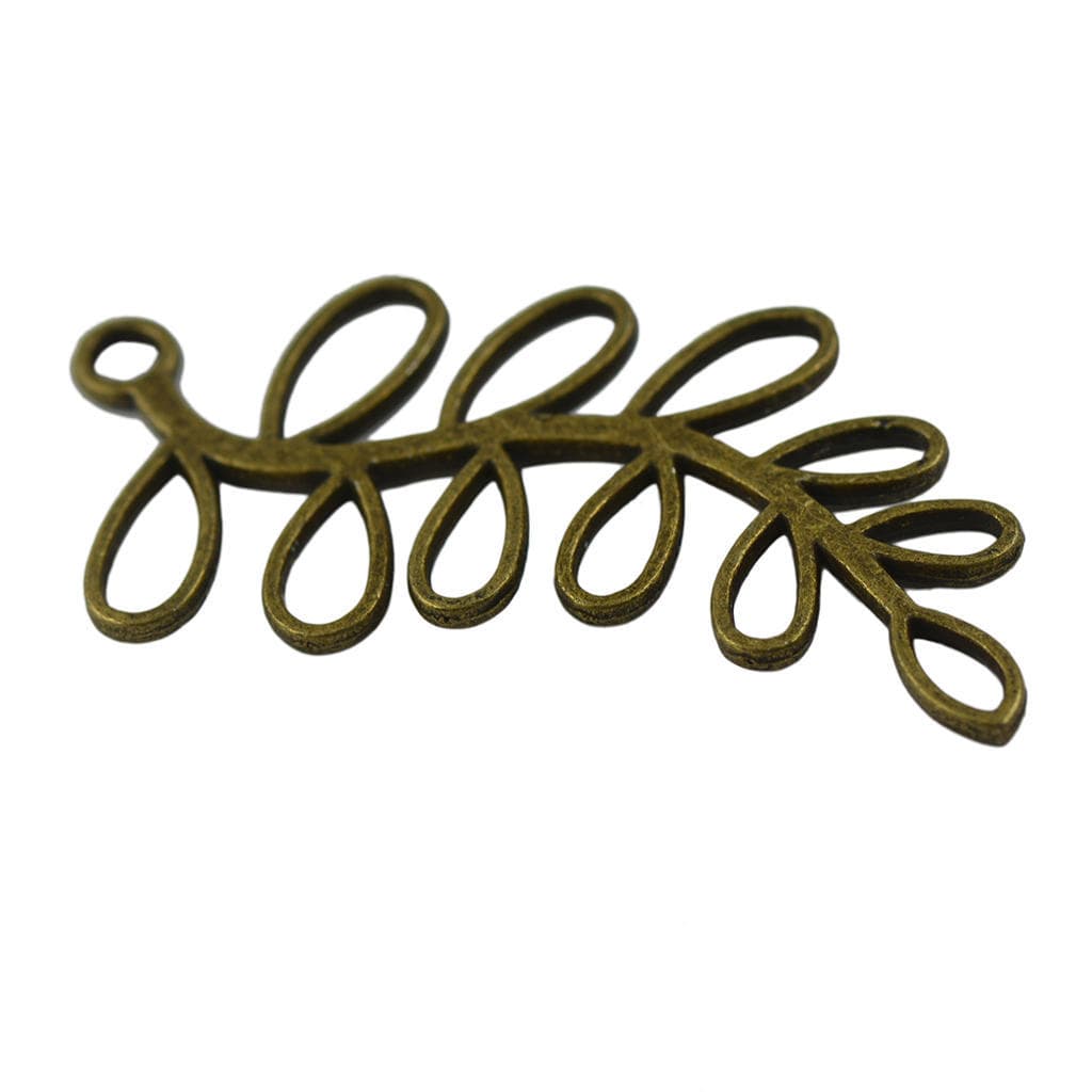 20Pcs Retro Hollow Leaf Branch Charms Pendants Connector DIY Jewelry Making 55mm bronze