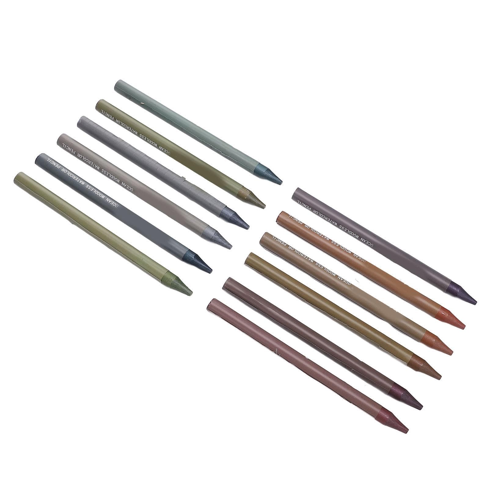 12Pcs Woodless Colored Pencil Set Vibrant Colors Water Soluble Assorted Colored Pencils for Schools