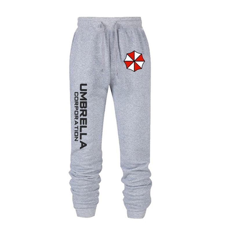 Men Fashion Resident Evil Print Trousers Umbrella Spring Autumn Fleece Sweatpants Unisex Long Pants Casual Sports Trousers L grey