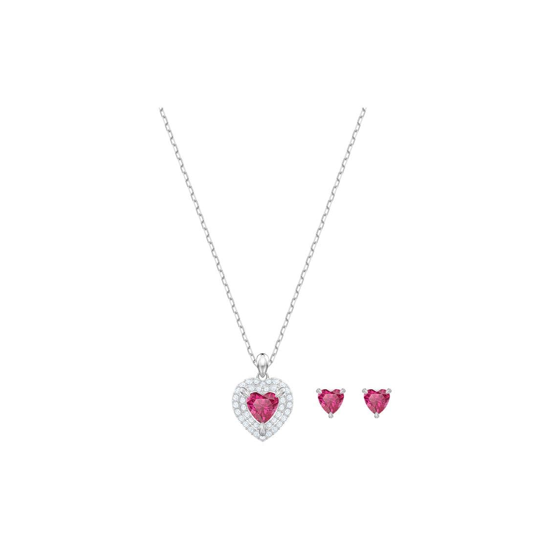 Swarovski One Series Necklace And Earring Set Women Jewelry Red 5470602 Box (Random Color)