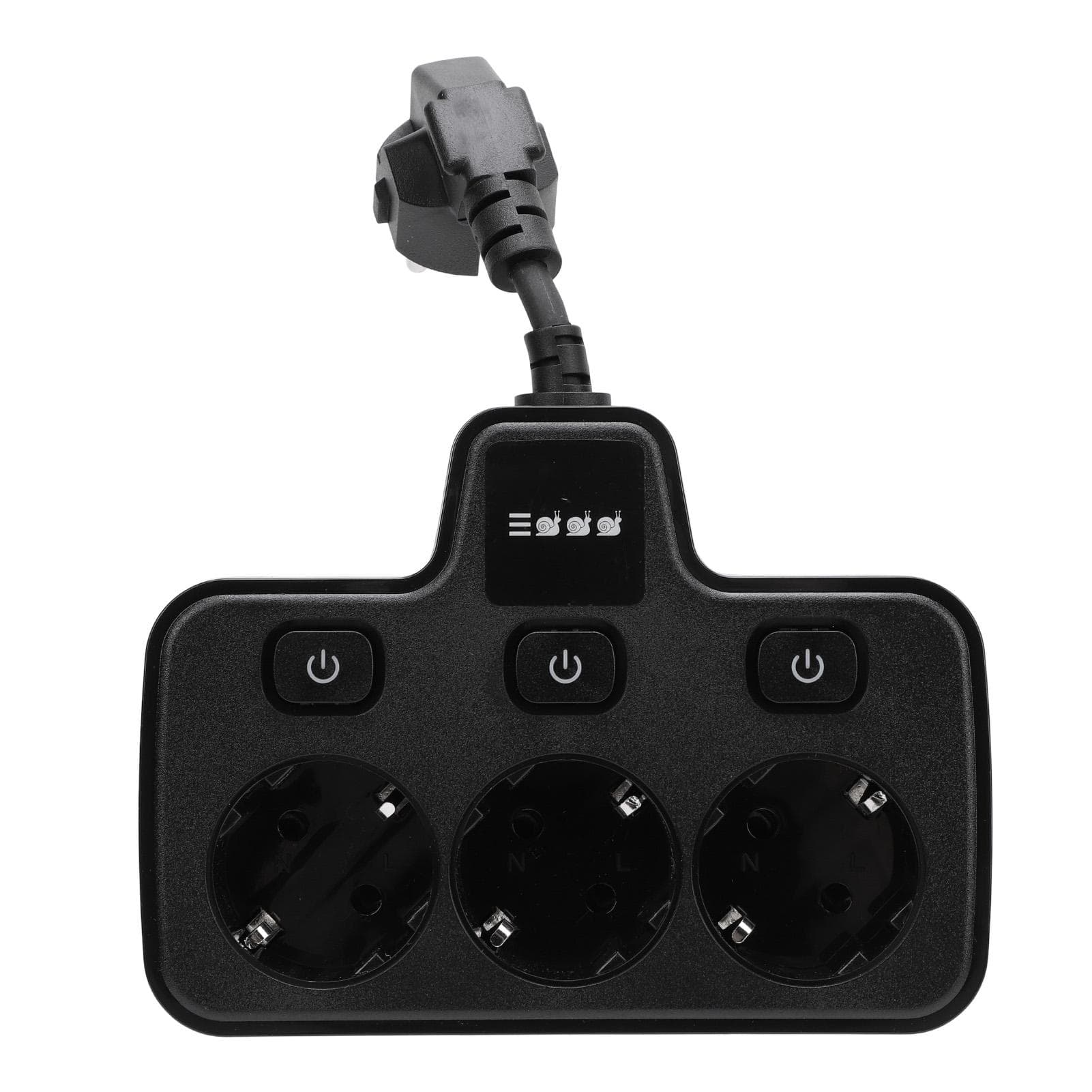 Power Socket with Independent Switch Multi Outlets Adapter 3 Way 2 Prong AC Grounding Outlet black