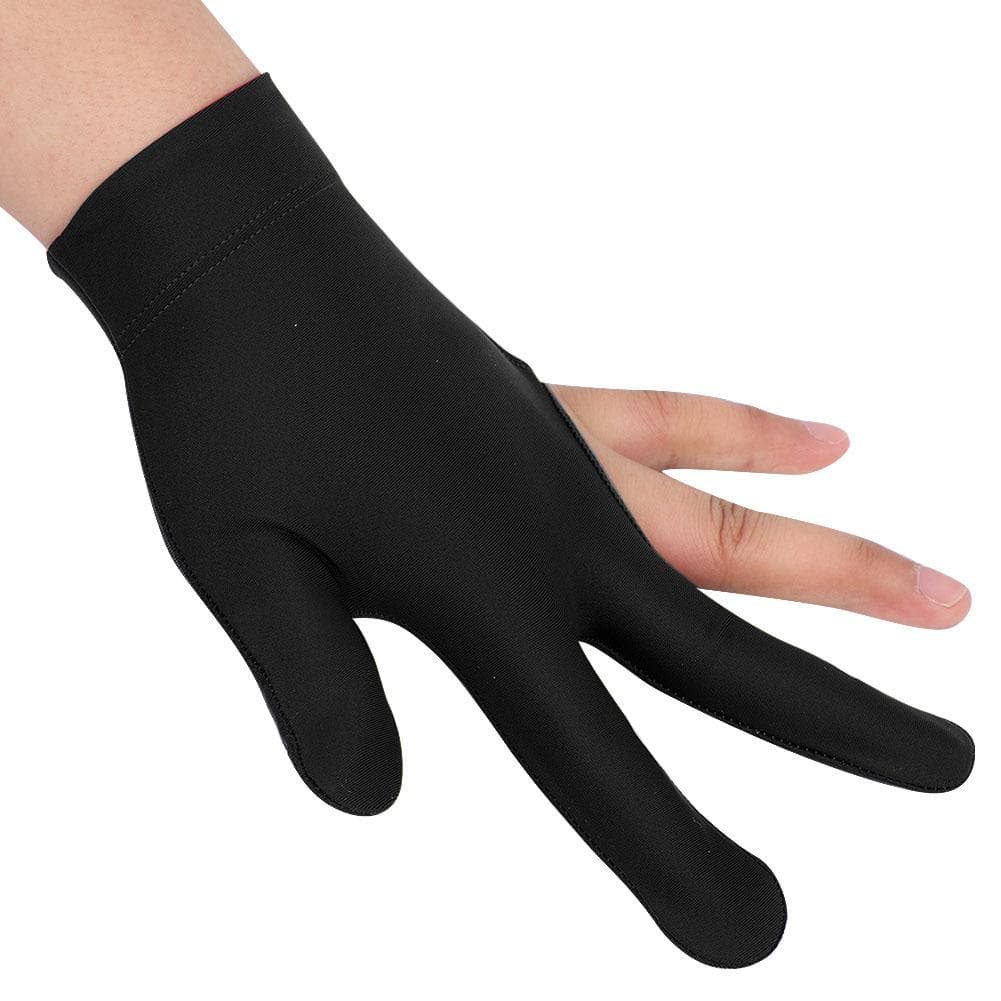 Unisex Snooker Billiard Cue Glove Pool Left Hand Open Three Finger Gloves(black)
