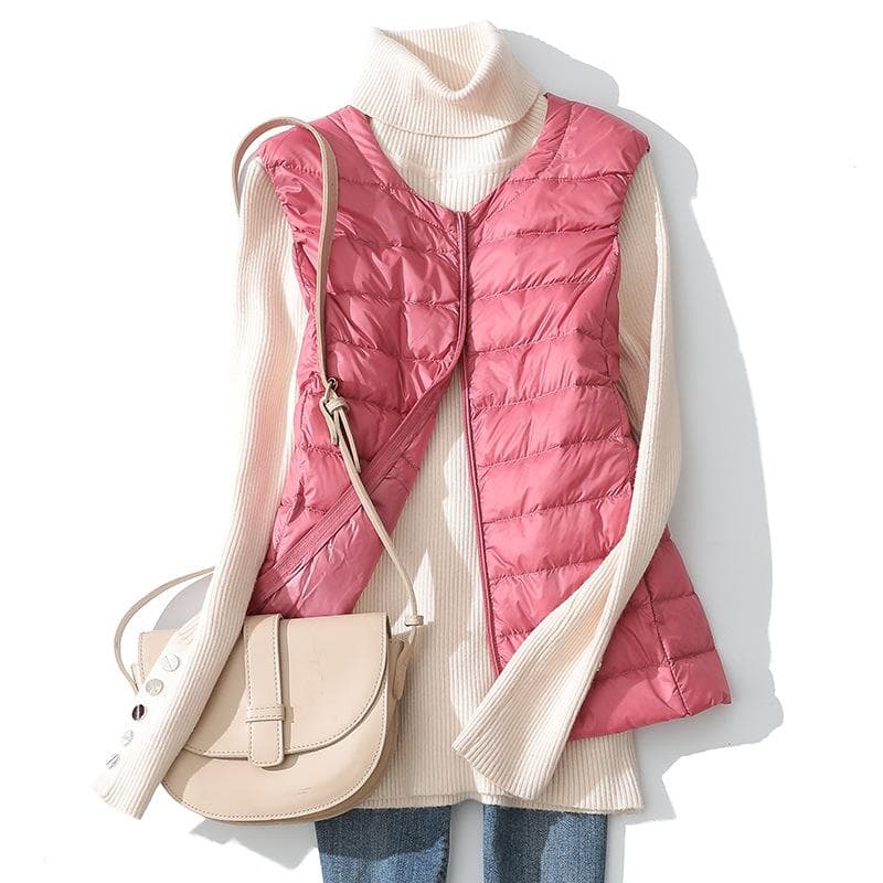 Women's Ultra Light Down Vest Lightweight Waistcoat Female Windproof Warm White Duck Down Sleeveless Down Jacket Coat XXXL