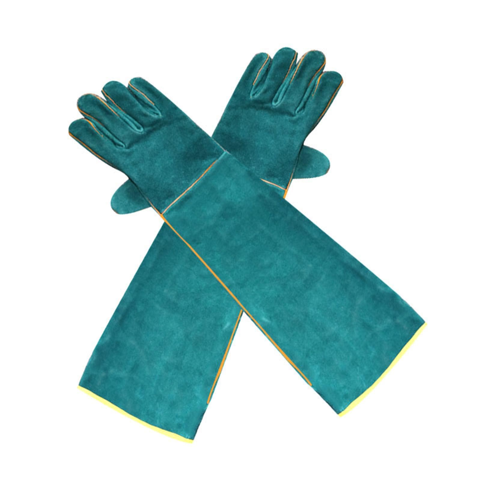 Anti-Bite Safety Gloves Ultra Long Leather Green Pets Grip Biting Protective Gloves for Catch Dog dark green