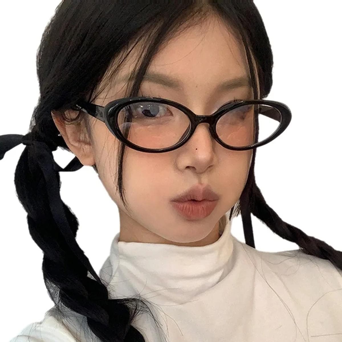 Stylish Women Retro Small Oval Glasses Anti Blue Light High Sense Fashion Eyewear