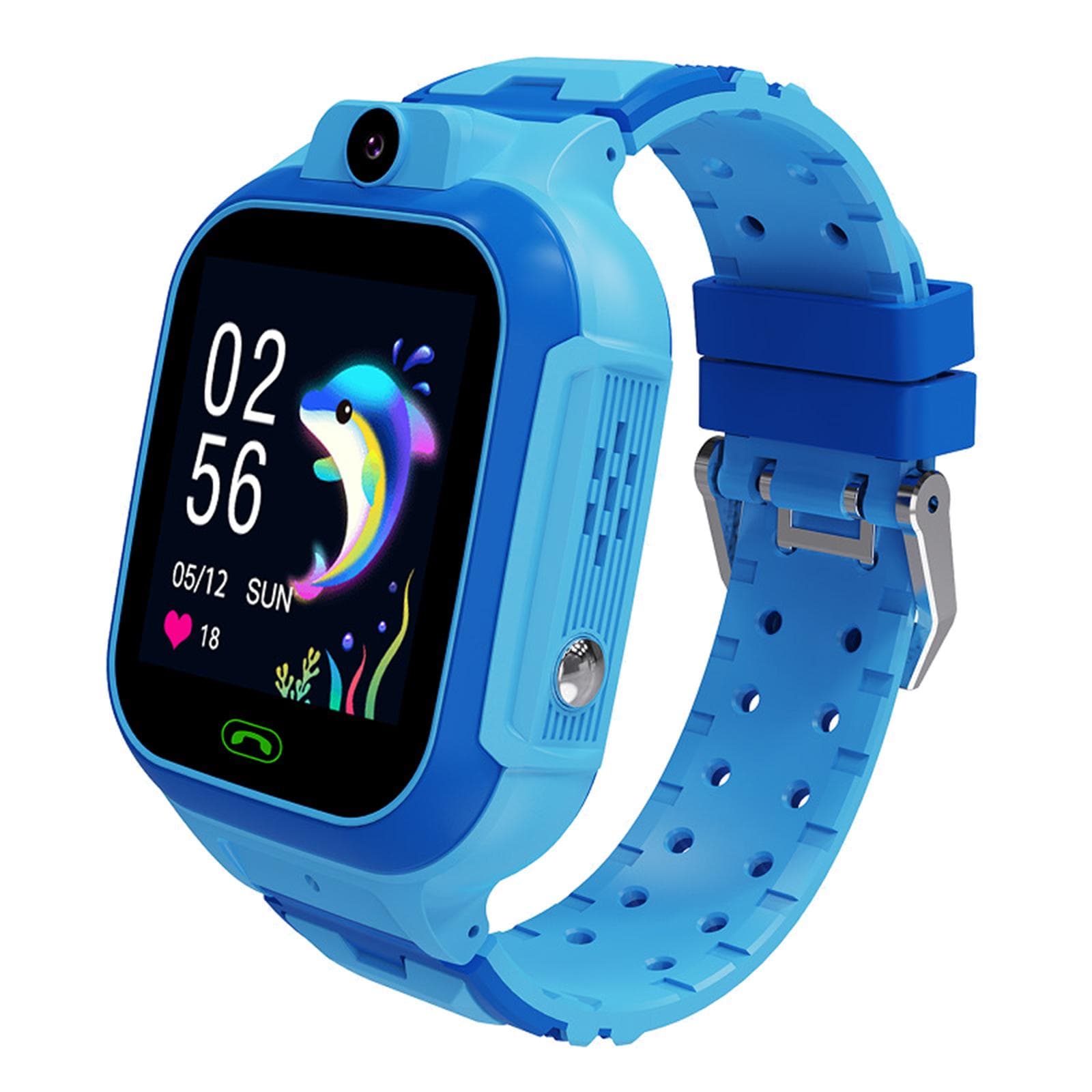 LT37 4G Kids Smart Phone Call Watch Video Chat LBS GPS WiFi SOS Monitor Camera IP67 Waterproof blue