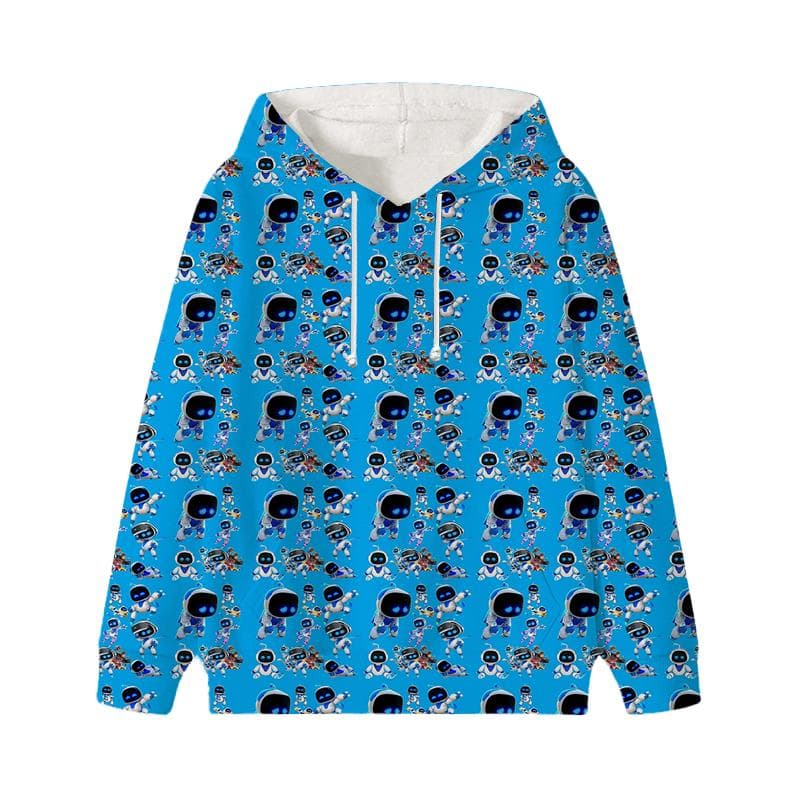 Astro Bot Hoodies Baby Unisex Cartoon Print Long Sleeve Tops Astronaut Toddler Boys Girls Casual Sweatshirts Outfits 100 ivory