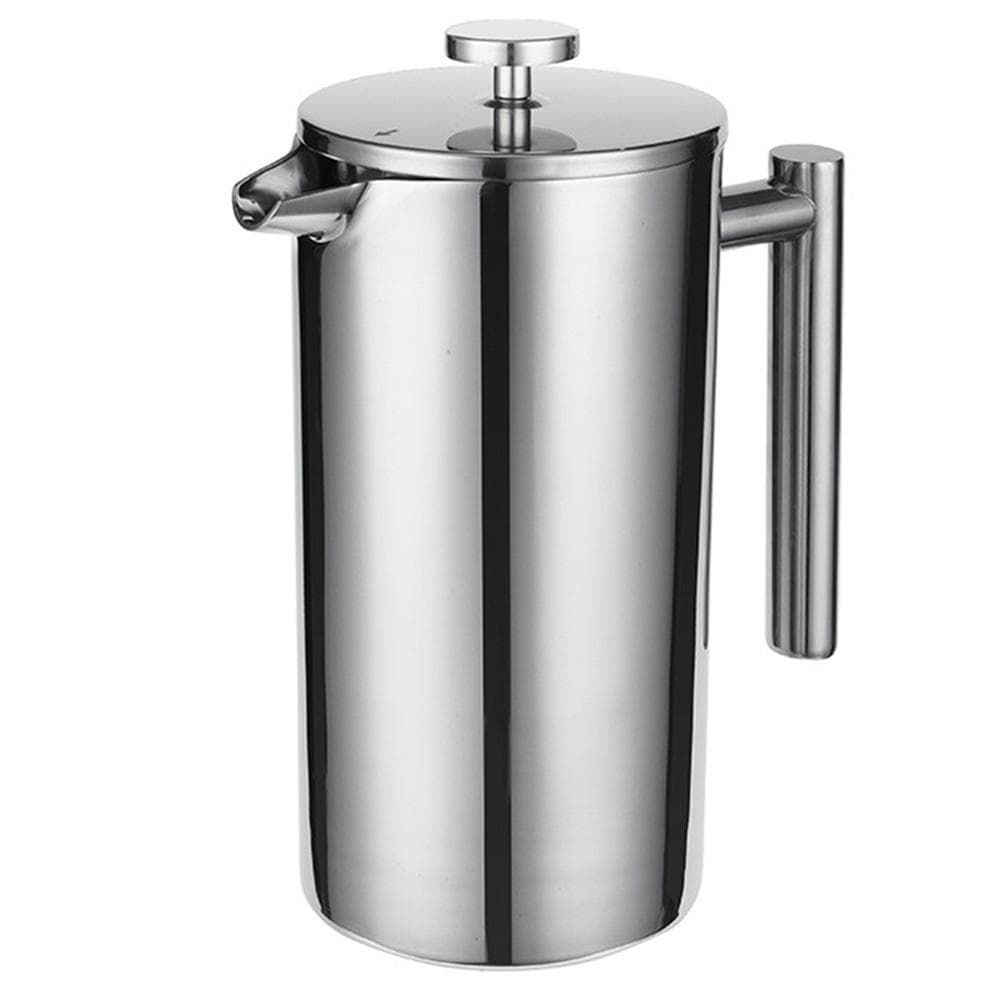 French Press 304 Stainless Steel Thermal Coffee Maker Tea Maker 800ML 3 Filters Antiscald Handle Rust-proof Coffee Press silver