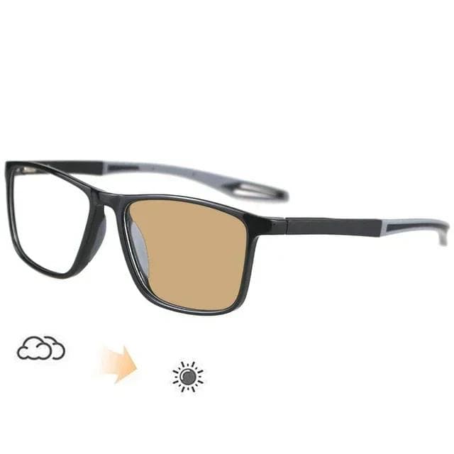 Trendy TR90 Photochromic Myopia Glasses Color Changing Sunglasses Anti Blue Light Sports Eyewear for Outdoor Activities 0