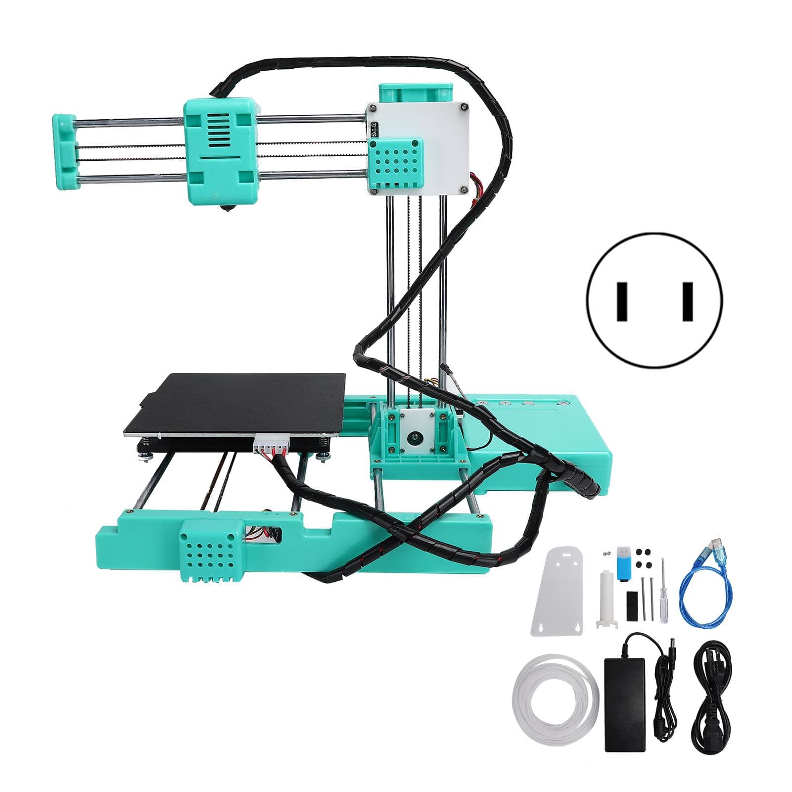 Mini 3D Printer Kit DIY Desktop Accurate with 4G TF Card for Children Kids Beginners 110‑240VUS US Plug