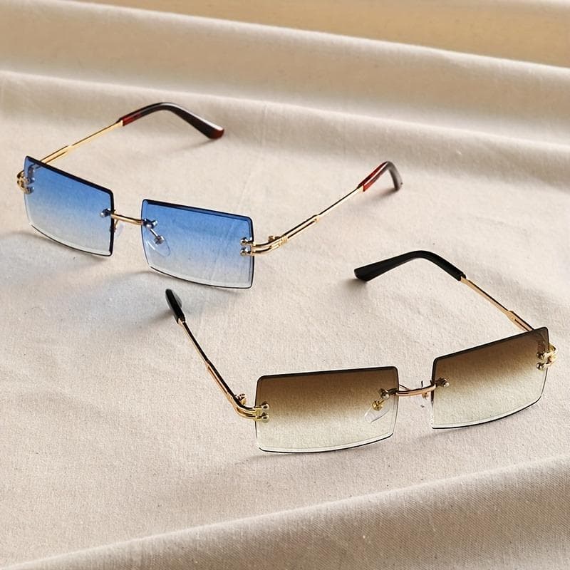 1 Pair Rectangular Frameless Versatile Fashionable Women's Daily Glasses Trendy Eyewear