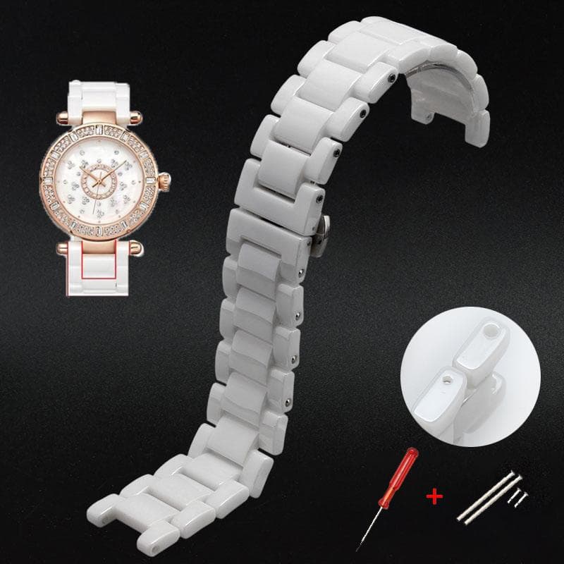 Notch Ceramic watchband 16-10mm 20-11mm 20-12mm watch strap for gc women man wristwatches band use screw bar Butterfly buckle 20-11mm