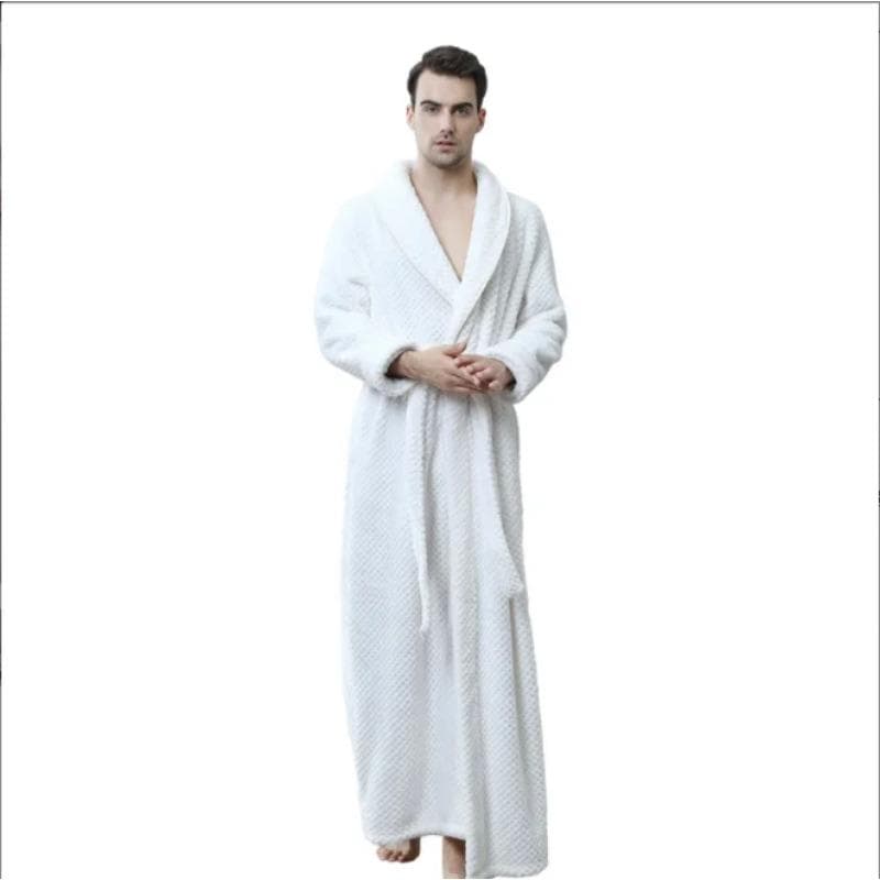 Extra Long Thermal Bathrobe for Men and Women, Jacquard Flannel, Hotel Robe, Sauna and Swimming Pool, Large Size, Premium L