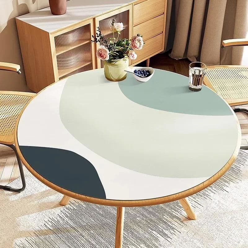 Round Waterproof Tablecloth Pvc Oil-proof Anti-scalding Dining Table Mat Japanese Minimalist Style Home Decoration Tablecloths Diameter 140cm