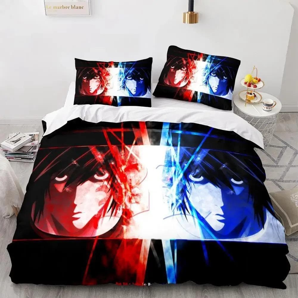 Death Note Bedding Set Single Twin Full Queen King Size Bed Set Adult Kids Bedroom Duvet cover Sets 3D Print Anime Death Note AU Single 140x210cm