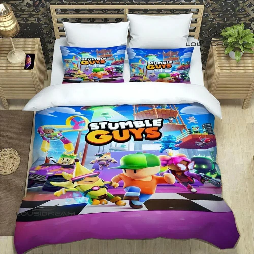 3D Game Cartoon Stumble-guys Bedding Sets Exquisite Bed Supplies Set Duvet Cover Comforter Set Bed 70x133cm 2pcs