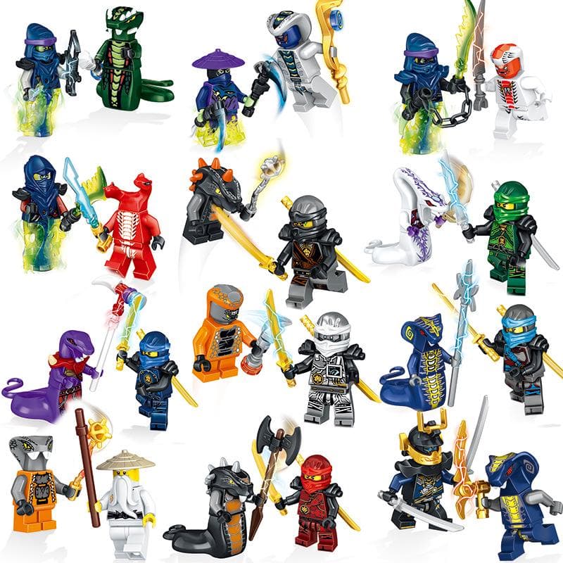24PCS Figures With Weapon Ninja Kai Cole Jay Zane Lloyd Nya Building Blocks Kids Toy Gift