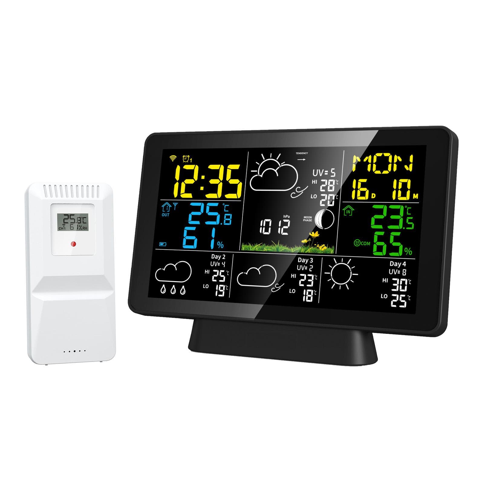 Digital Weather Station with Stand and Indoor Outdoor Sensor Wireless App Control Weather Forecast UK