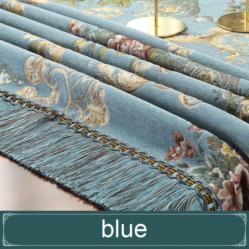 European Retro Dinning Tablecloth With Tassel Luxury Embroidery Table Cover Flower Elegant Table Cloth Decoration Living Room 110x160cm