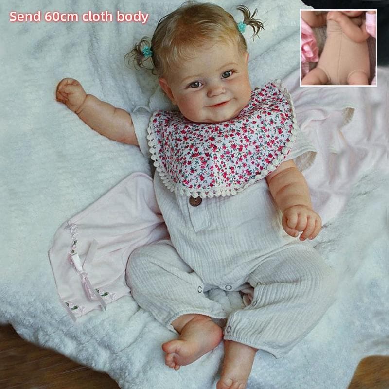 Big Size 60cm Cloth Body Reborn Doll Maddie 50cm Full Vinyl Body Newborn Doll Handmade Exquisite Color Painted 3D Skin Simulation Baby Dolls for Kids 60cm cloth body