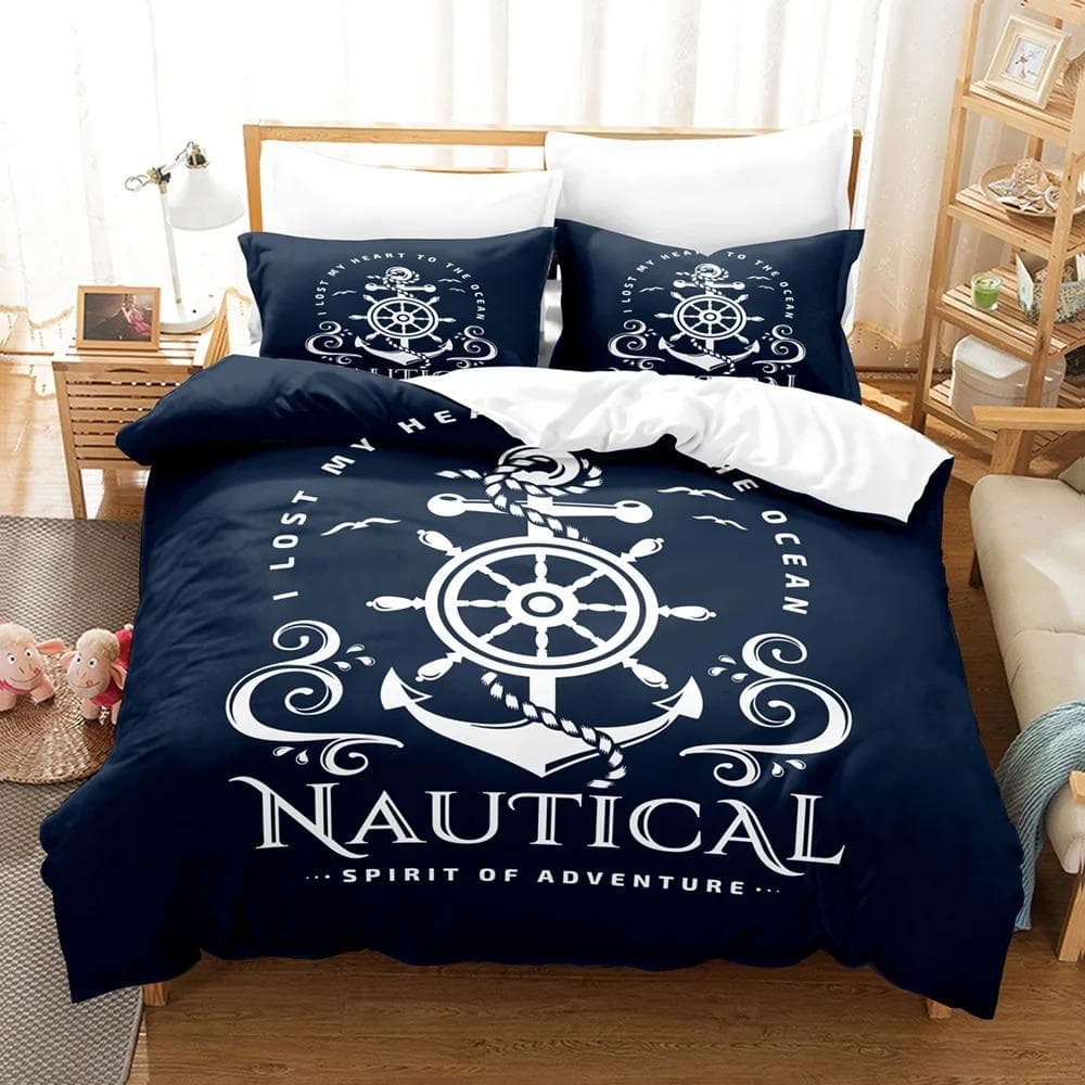 Marine style anchor Bedding Set Single Twin Full Queen King Size Anchor sign Bed Set Aldult Kid Bedroom Duvetcover Sets 3D 210X210cm-3pcs
