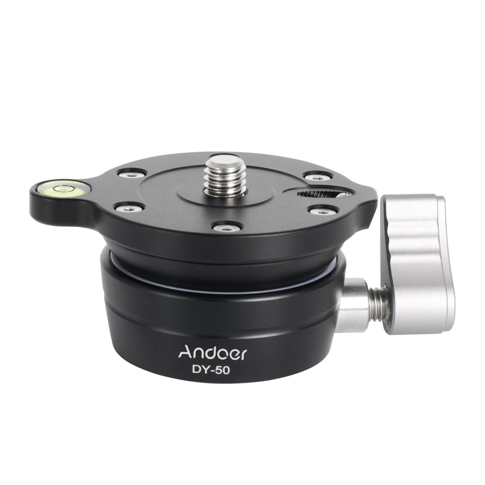 Andoer DY-50 Tripod Leveling Base Panorama Photography Tripod Head Aluminum Alloy 15 degrees Inclination black