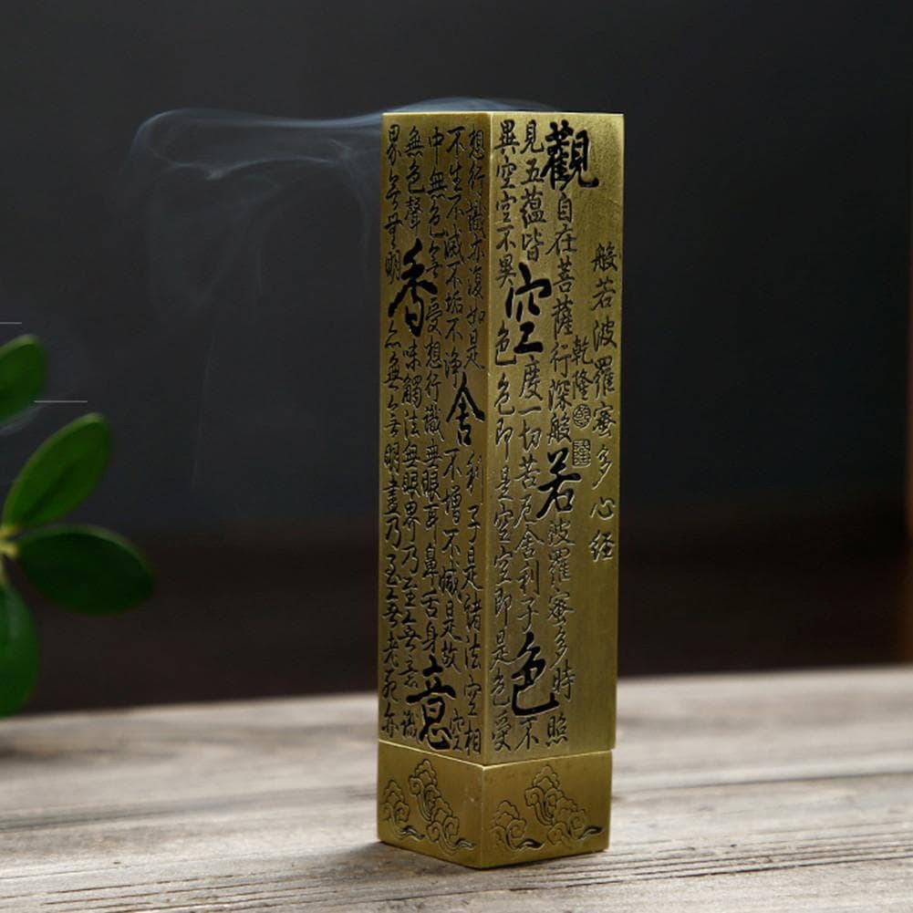Heart Sutra Alloy Buddhist Incense Stick Holder Burning Joss Insence Box Burner bronze